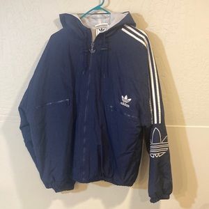 Vintage Adidas Nylon Hooded Coat Starter Jacket L